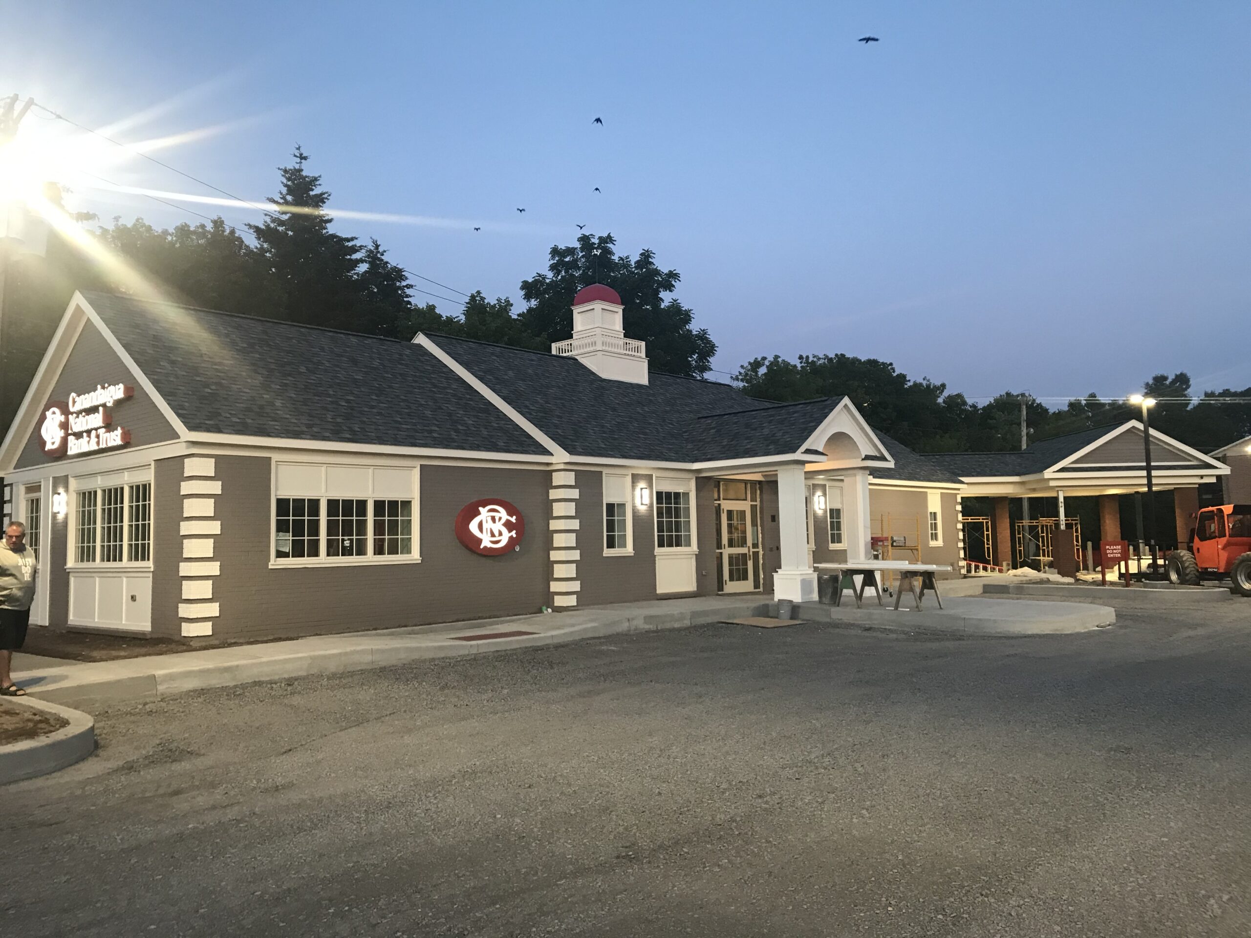 Canandaigua National Bank Geneva branch exterior lighting project during construction