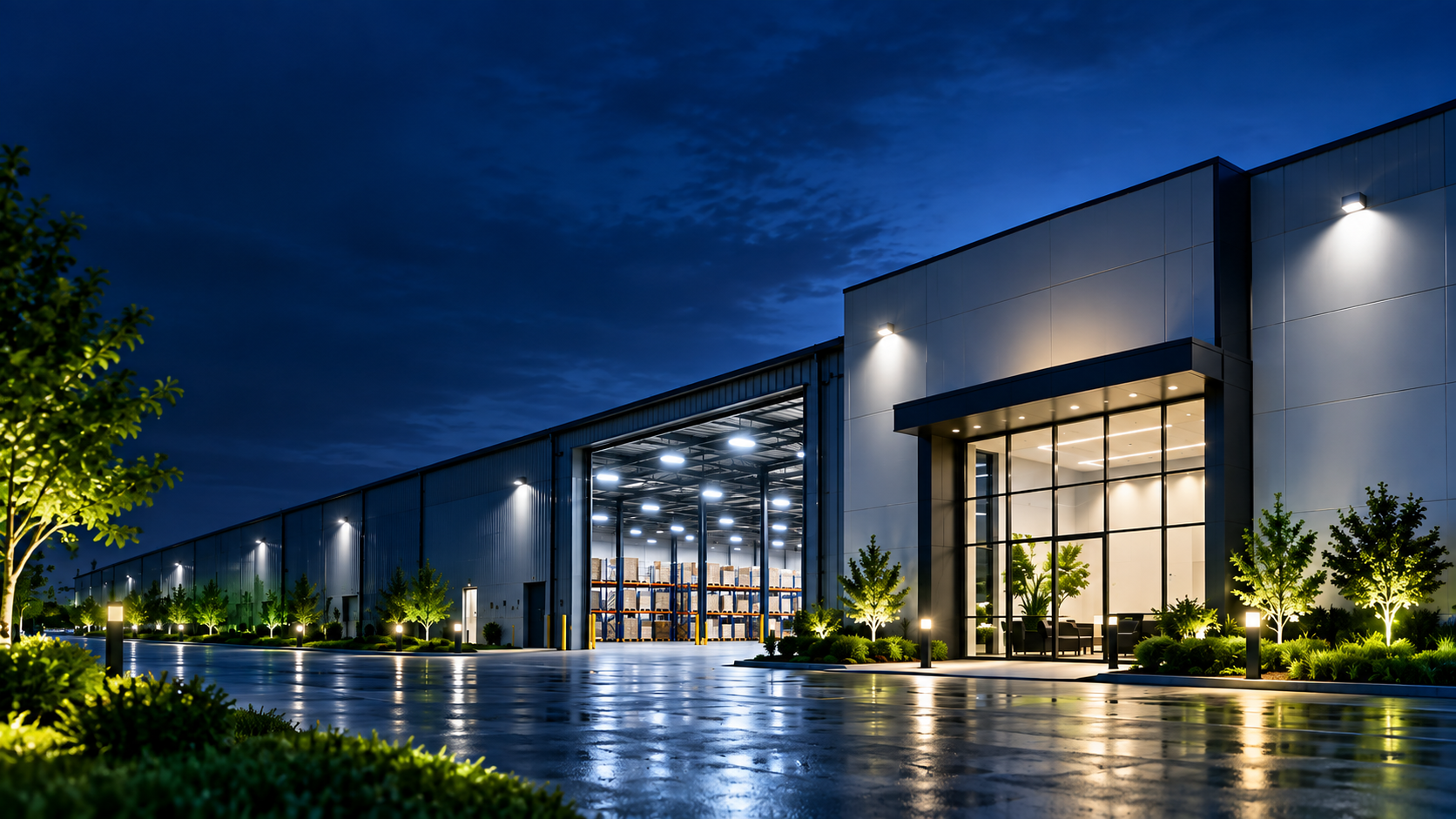 LEDTOMORROW commercial lighting services at night