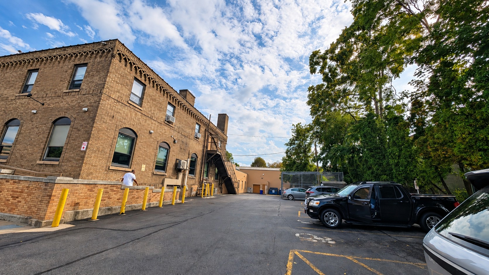 Downtown Metropolitan Fitness & Aquatic Complex rear parking lot and security LED lighting